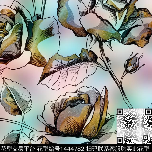 数码华亿平台几何泼墨数码印花华亿平台下载（图片编号: 1444782） - 瓦栏（Walan）