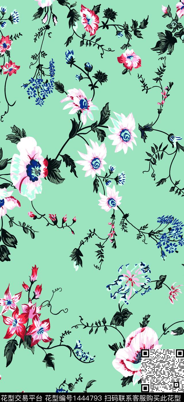 趋势华亿平台绿植树叶数码华亿平台数码印花华亿平台下载（图片编号: 1444793） - 瓦栏（Walan）