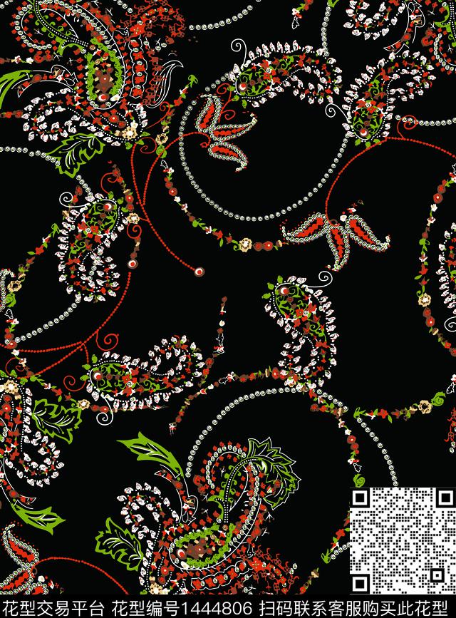 几何民族风佩斯利数码印花华亿平台下载（图片编号: 1444806） - 瓦栏（Walan）