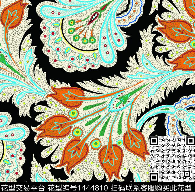 几何民族风佩斯利传统印花华亿平台下载（图片编号: 1444810） - 瓦栏（Walan）