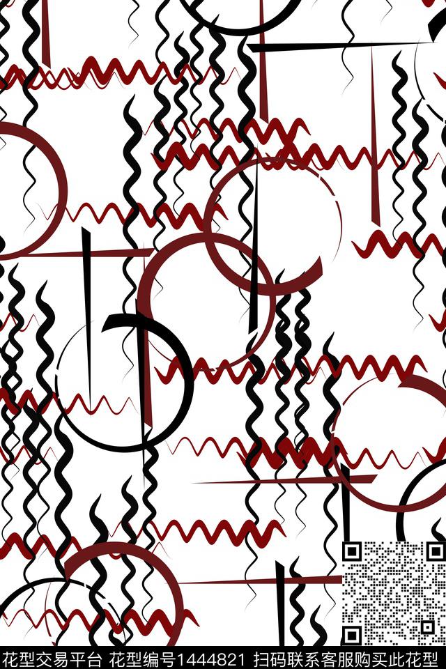 线条几何休闲风传统印花华亿平台下载（图片编号: 1444821） - 瓦栏（Walan）
