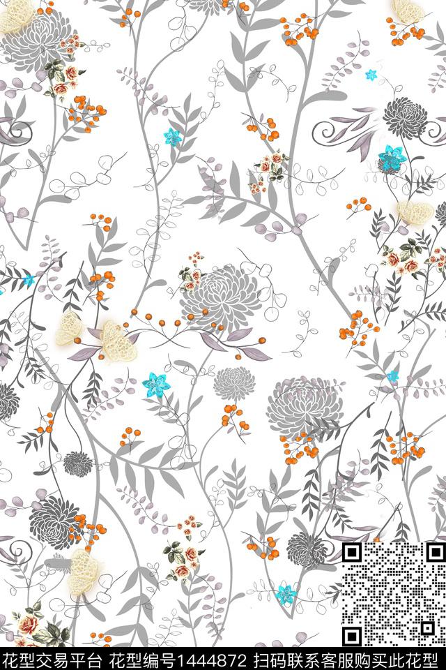 花卉大牌风小碎花数码印花华亿平台下载（图片编号: 1444872） - 瓦栏（Walan）
