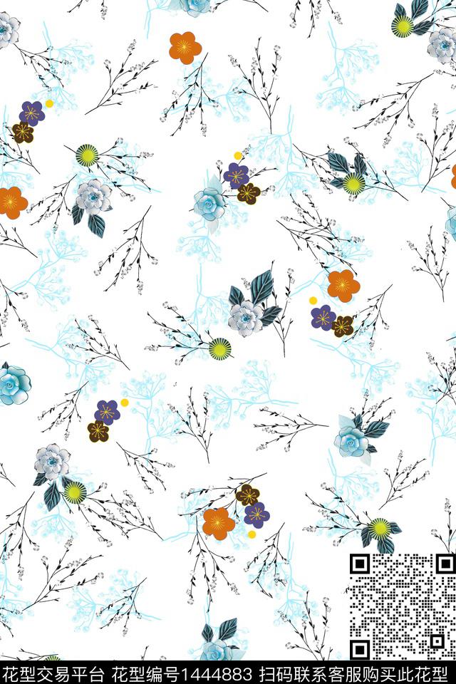 花卉大牌风小碎花数码印花华亿平台下载（图片编号: 1444883） - 瓦栏（Walan）