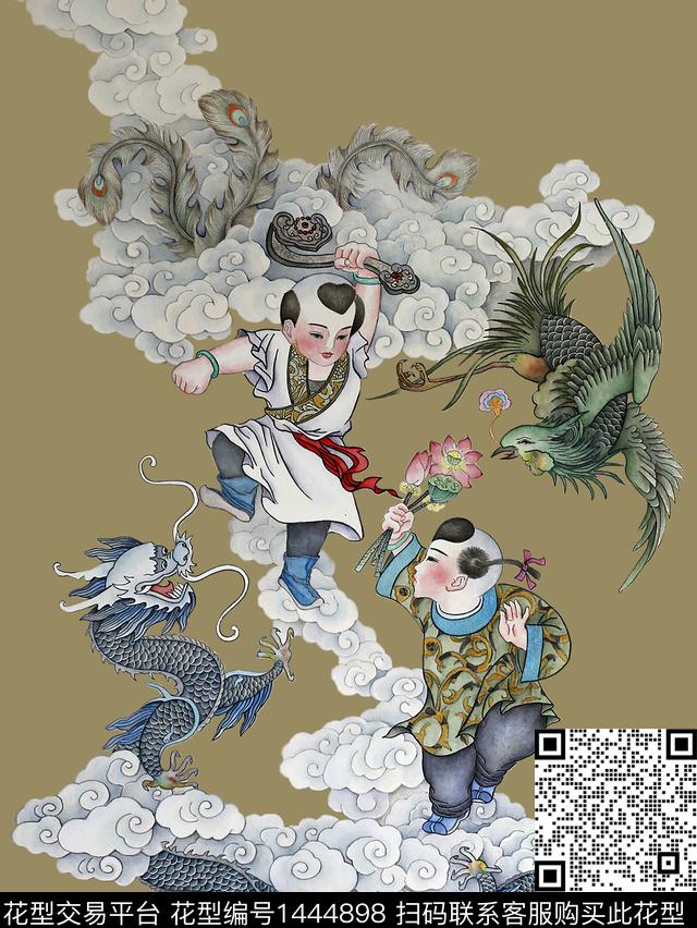 定位花花卉大牌风传统印花华亿平台下载（图片编号: 1444898） - 瓦栏（Walan）