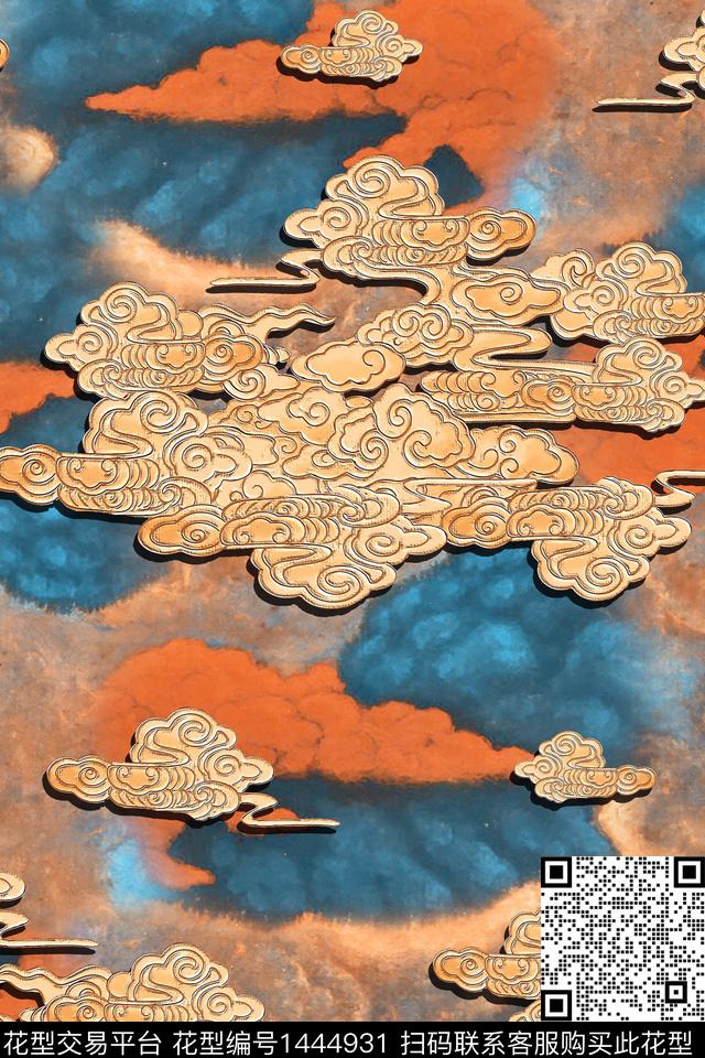 中国风真丝香云纱数码印花华亿平台下载（图片编号: 1444931） - 瓦栏（Walan）