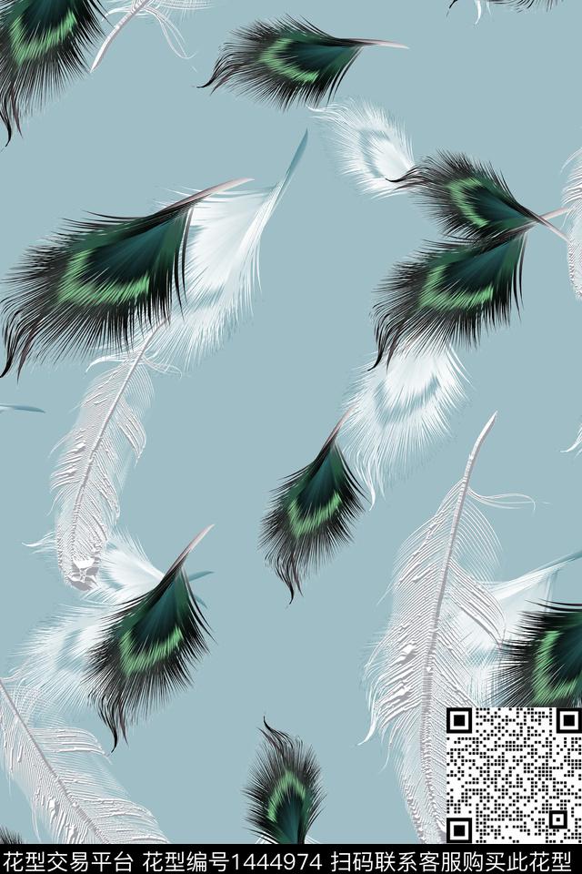 羽毛大牌风小清新数码印花华亿平台下载（图片编号: 1444974） - 瓦栏（Walan）