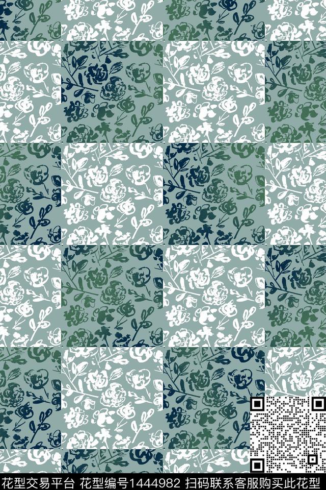 几何格子大牌风数码印花华亿平台下载（图片编号: 1444982） - 瓦栏（Walan）