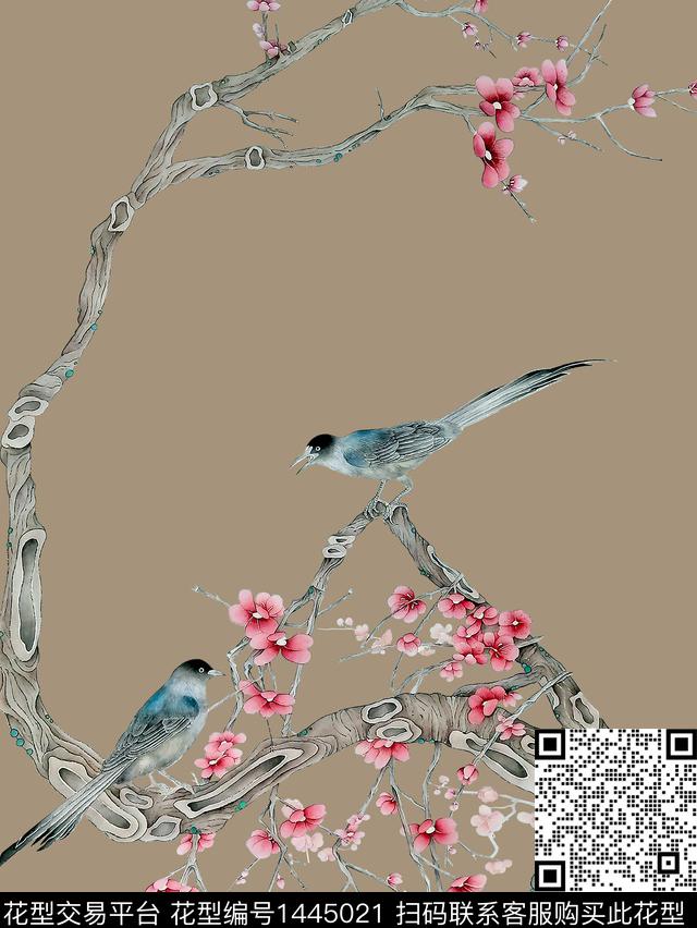 定位花花卉大牌风传统印花华亿平台下载（图片编号: 1445021） - 瓦栏（Walan）