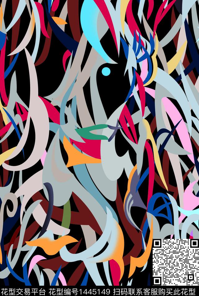 大牌风抽象数码华亿平台数码印花华亿平台下载（图片编号: 1445149） - 瓦栏（Walan）