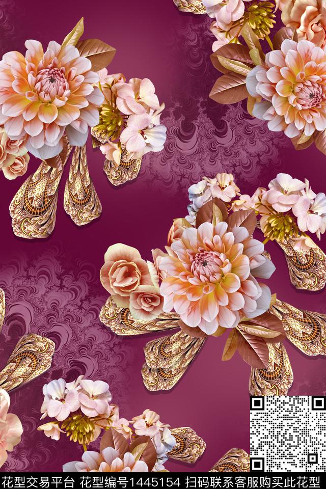 纸印花民族风花卉数码印花华亿平台下载（图片编号: 1445154） - 瓦栏（Walan）