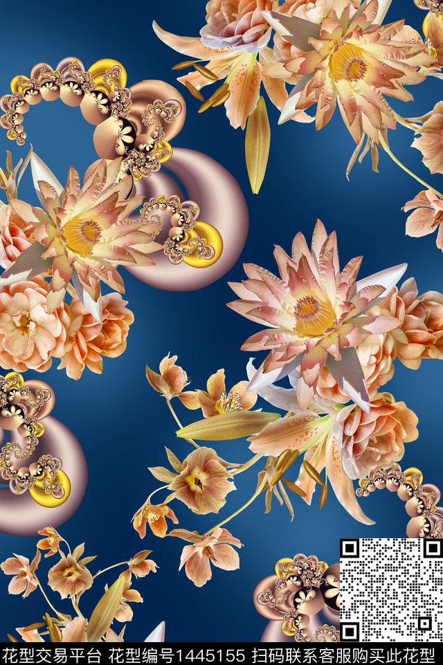 纸印花民族风花卉数码印花华亿平台下载（图片编号: 1445155） - 瓦栏（Walan）