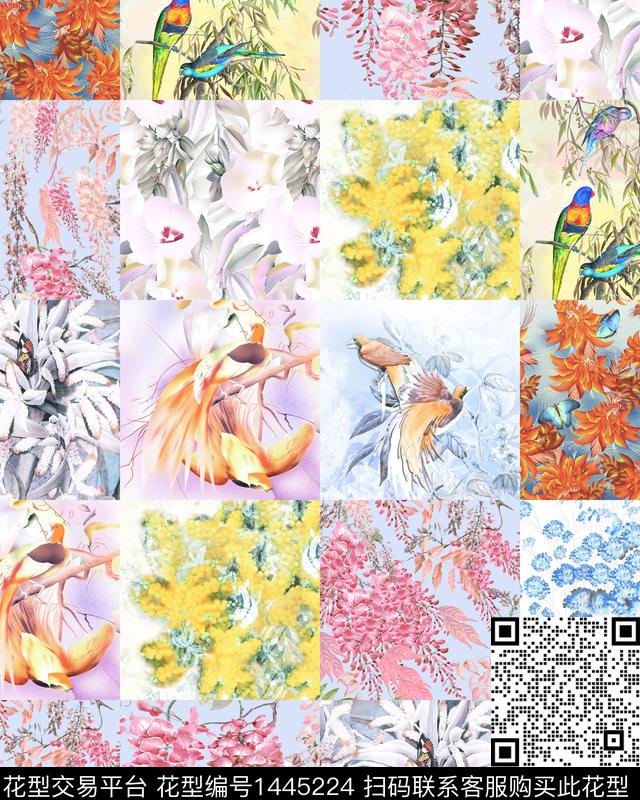复古花卉大牌风数码印花华亿平台下载（图片编号: 1445224） - 瓦栏（Walan）