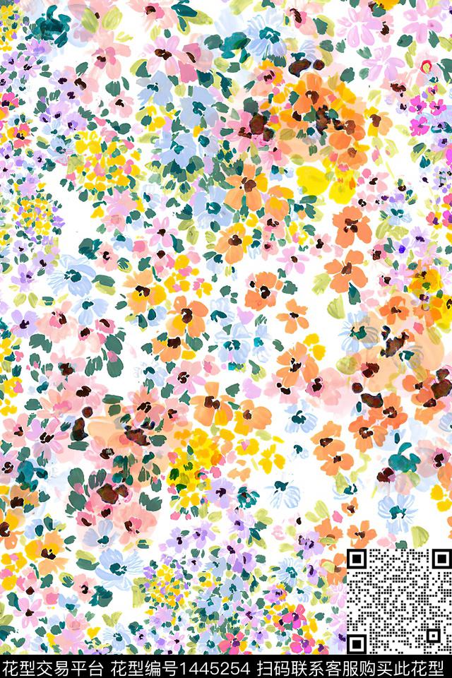 花卉大牌风小清新数码印花华亿平台下载（图片编号: 1445254） - 瓦栏（Walan）