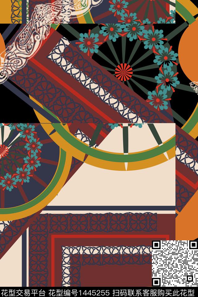 几何复古民族风数码印花华亿平台下载（图片编号: 1445255） - 瓦栏（Walan）