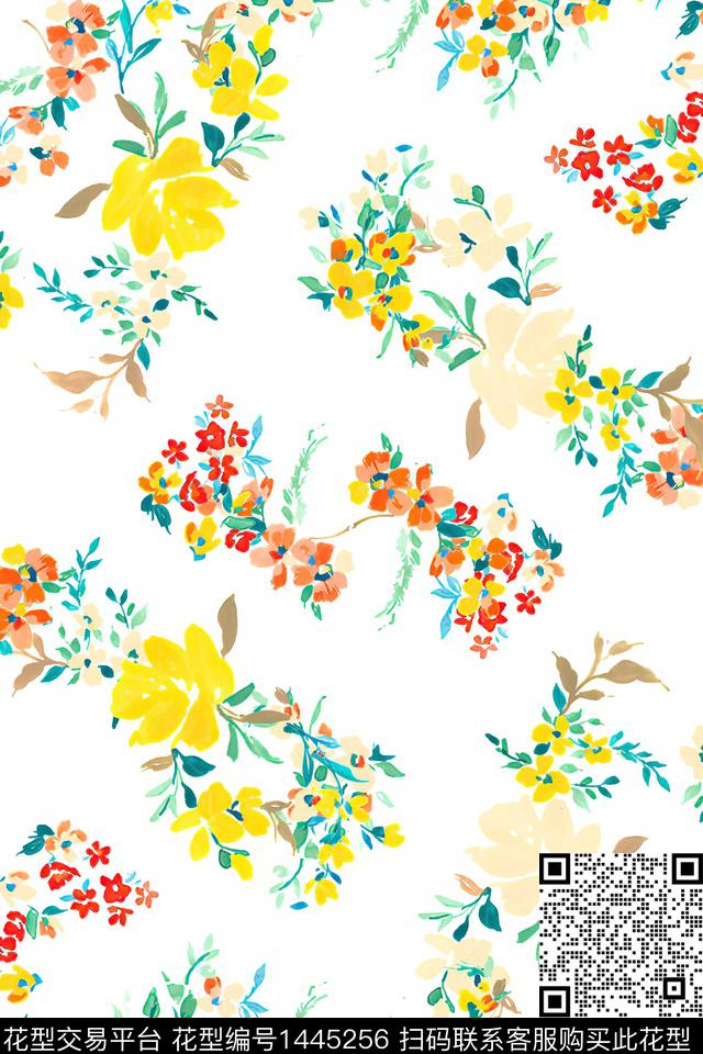 花卉大牌风小清新数码印花华亿平台下载（图片编号: 1445256） - 瓦栏（Walan）