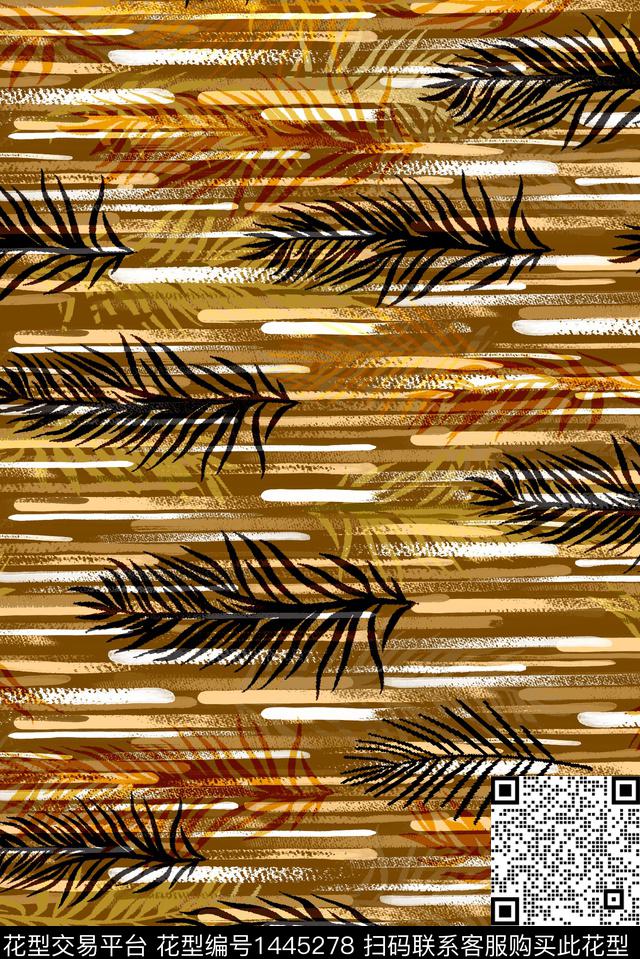花卉大牌风条纹数码印花华亿平台下载（图片编号: 1445278） - 瓦栏（Walan）