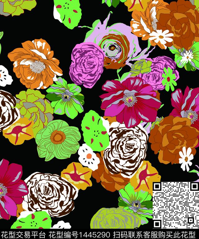 女装花卉年轻女性数码印花华亿平台下载（图片编号: 1445290） - 瓦栏（Walan）