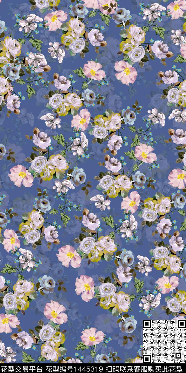 几何花卉花卉大牌风数码印花华亿平台下载（图片编号: 1445319） - 瓦栏（Walan）
