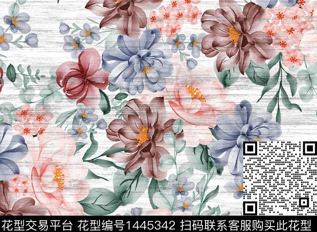 趋势华亿平台花卉大牌风数码印花华亿平台下载（图片编号: 1445342） - 瓦栏（Walan）