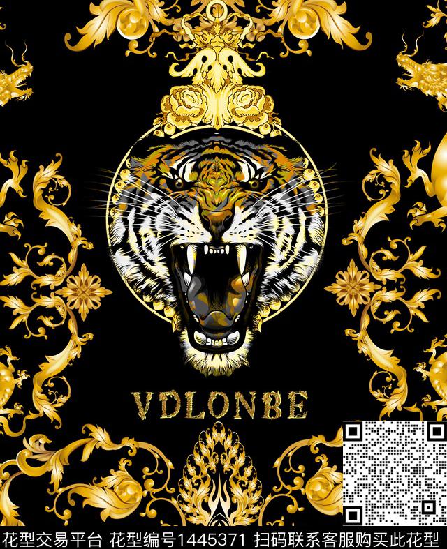 字母定位花豹纹数码印花华亿平台下载（图片编号: 1445371） - 瓦栏（Walan）