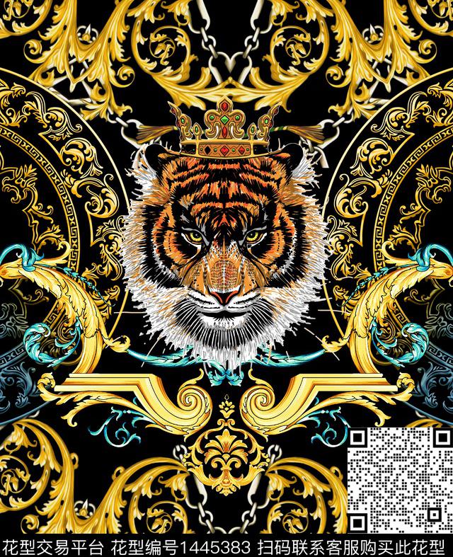 字母定位花豹纹数码印花华亿平台下载（图片编号: 1445383） - 瓦栏（Walan）