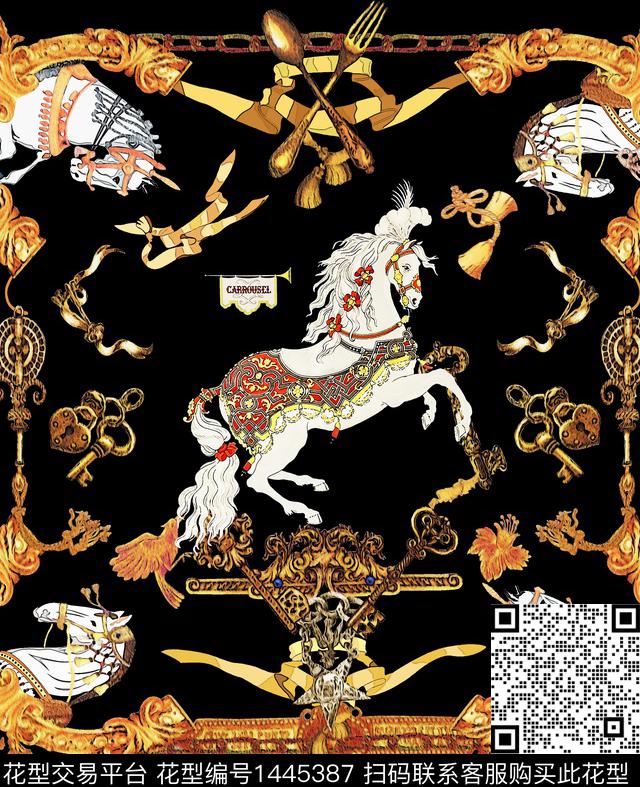 字母定位花大牌风数码印花华亿平台下载（图片编号: 1445387） - 瓦栏（Walan）