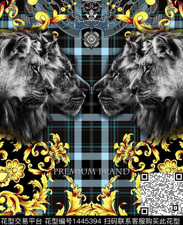 定位花几何格子数码印花华亿平台下载（图片编号: 1445394） - 瓦栏（Walan）