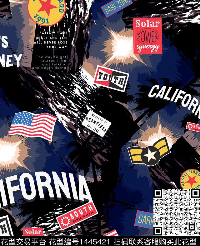 字母几何男装数码印花华亿平台下载（图片编号: 1445421） - 瓦栏（Walan）