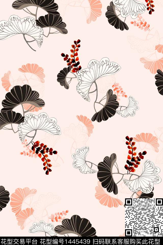 肌理花卉香云纱数码印花华亿平台下载（图片编号: 1445439） - 瓦栏（Walan）