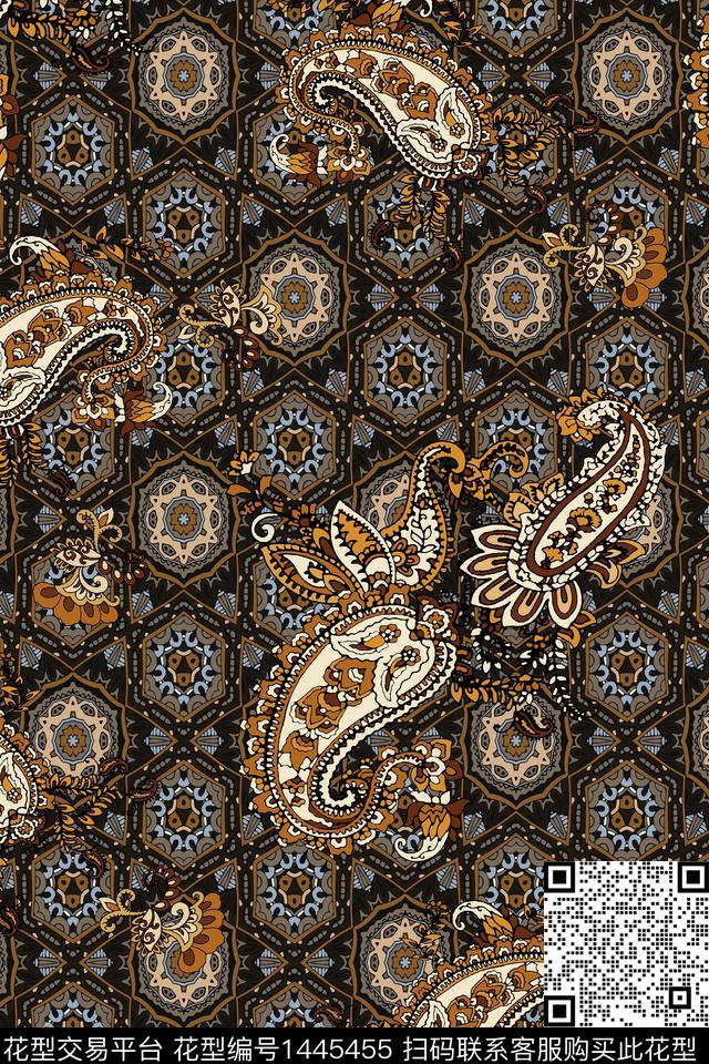 佩斯利真丝混合拼接数码印花华亿平台下载（图片编号: 1445455） - 瓦栏（Walan）