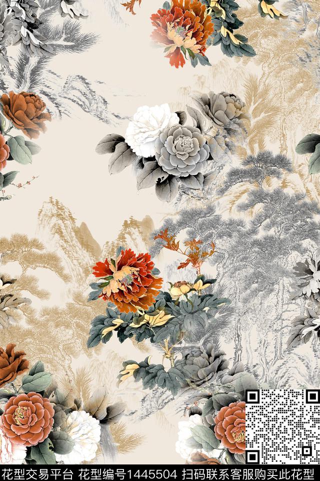 女装花卉香云纱数码印花华亿平台下载（图片编号: 1445504） - 瓦栏（Walan）
