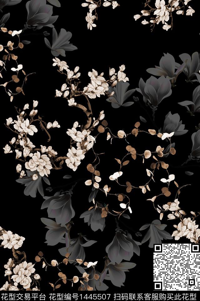 女装花卉香云纱数码印花华亿平台下载（图片编号: 1445507） - 瓦栏（Walan）