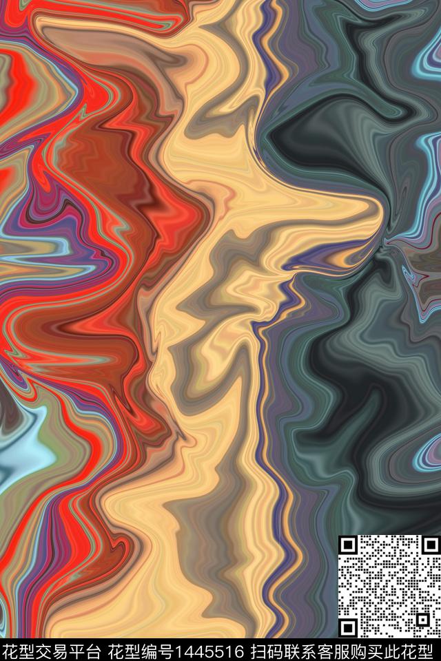 男装抽象条纹数码印花华亿平台下载（图片编号: 1445516） - 瓦栏（Walan）