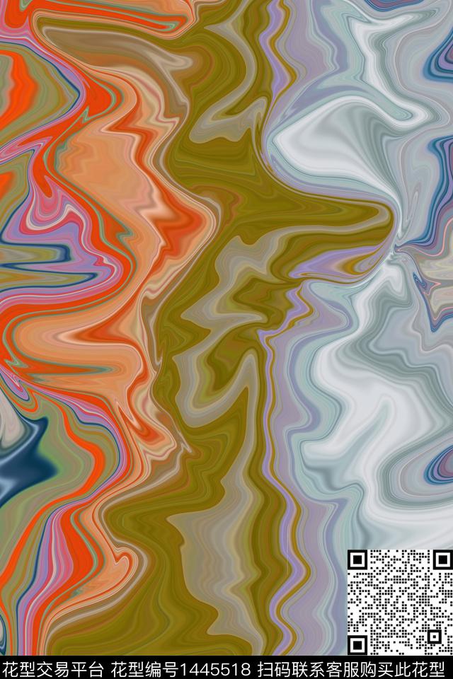 男装抽象条纹数码印花华亿平台下载（图片编号: 1445518） - 瓦栏（Walan）