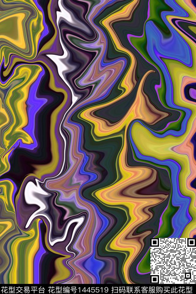 男装抽象条纹数码印花华亿平台下载（图片编号: 1445519） - 瓦栏（Walan）