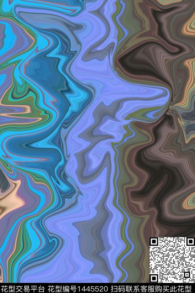 男装抽象条纹数码印花华亿平台下载（图片编号: 1445520） - 瓦栏（Walan）