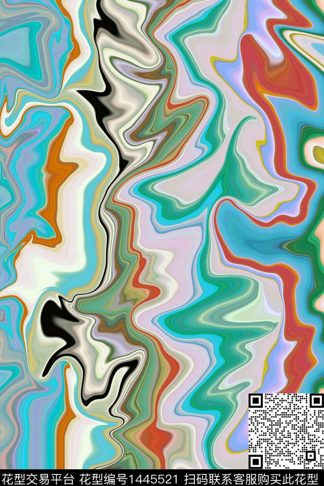 男装抽象条纹数码印花华亿平台下载（图片编号: 1445521） - 瓦栏（Walan）