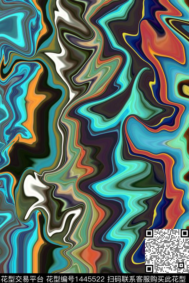 男装抽象条纹数码印花华亿平台下载（图片编号: 1445522） - 瓦栏（Walan）