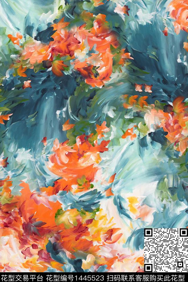 肌理女装抽象数码印花华亿平台下载（图片编号: 1445523） - 瓦栏（Walan）