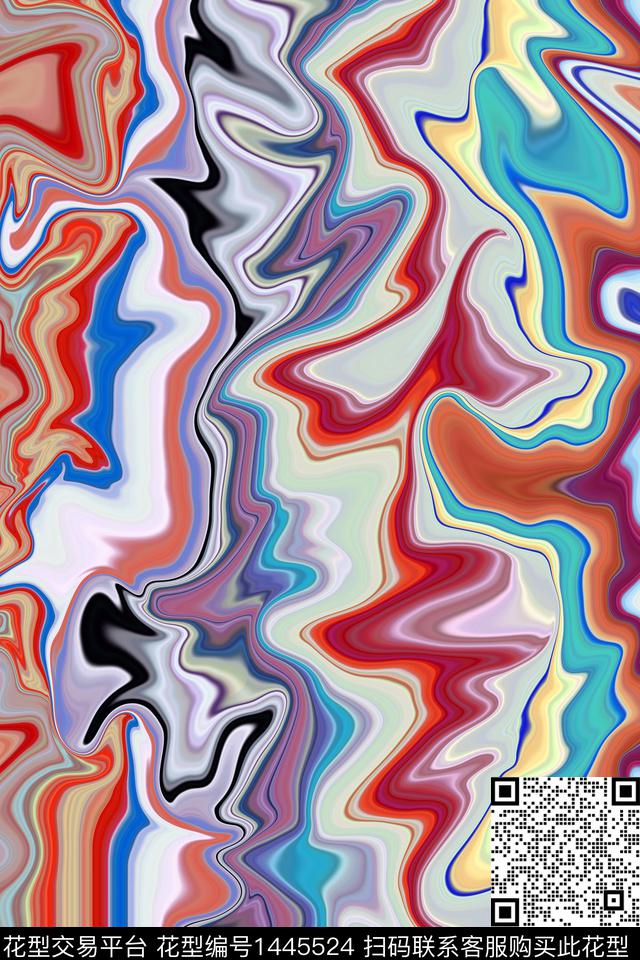 男装抽象条纹数码印花华亿平台下载（图片编号: 1445524） - 瓦栏（Walan）