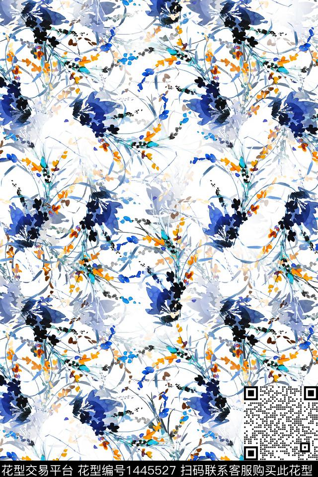 清爽底花卉花卉大牌风数码印花华亿平台下载（图片编号: 1445527） - 瓦栏（Walan）