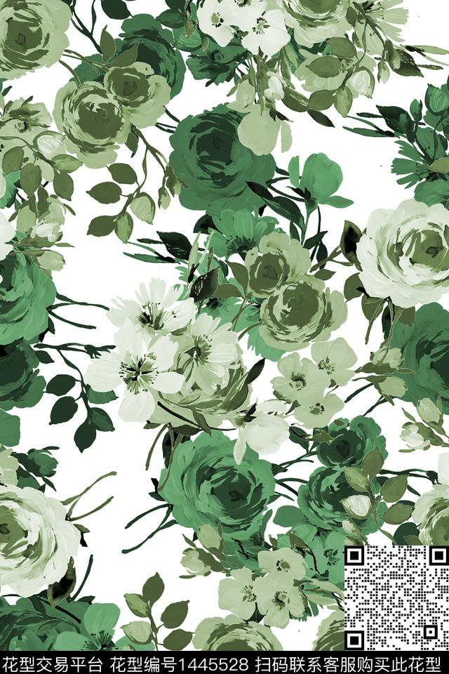 清爽底花卉花卉大牌风数码印花华亿平台下载（图片编号: 1445528） - 瓦栏（Walan）