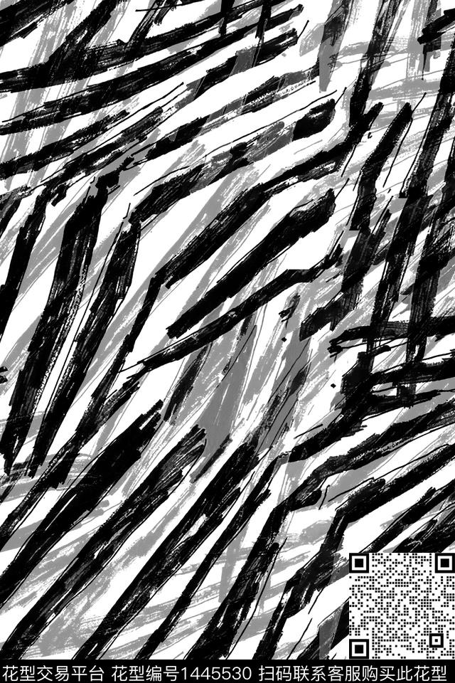 线条几何黑白华亿平台数码印花华亿平台下载（图片编号: 1445530） - 瓦栏（Walan）