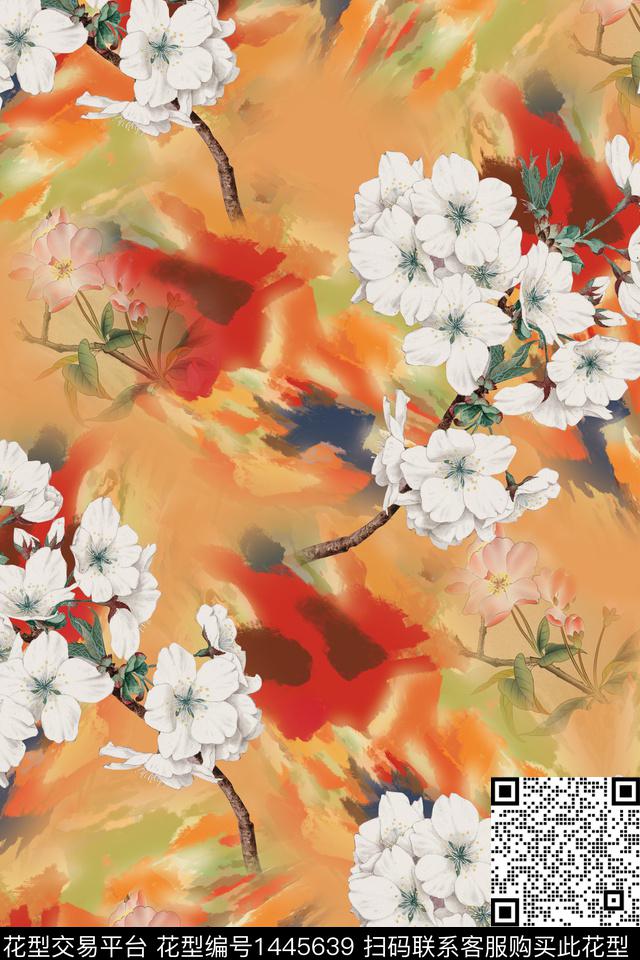 花卉香云纱旗袍数码印花华亿平台下载（图片编号: 1445639） - 瓦栏（Walan）