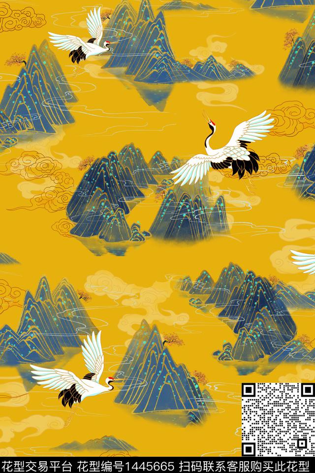 花卉香云纱旗袍数码印花华亿平台下载（图片编号: 1445665） - 瓦栏（Walan）