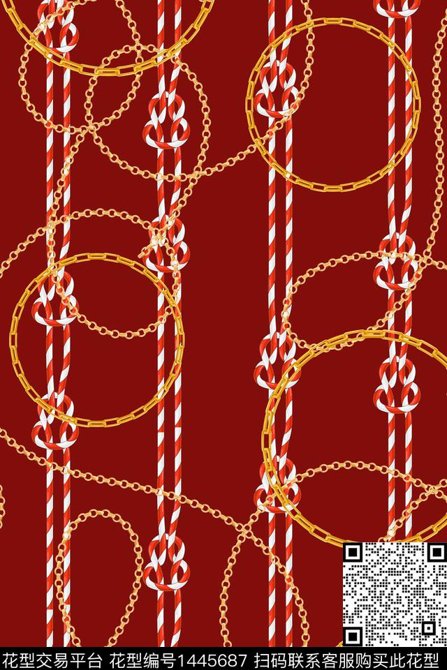 几何大牌风链条数码印花华亿平台下载（图片编号: 1445687） - 瓦栏（Walan）