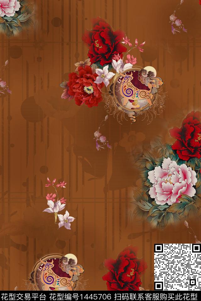 香云纱旗袍中国风数码印花华亿平台下载（图片编号: 1445706） - 瓦栏（Walan）