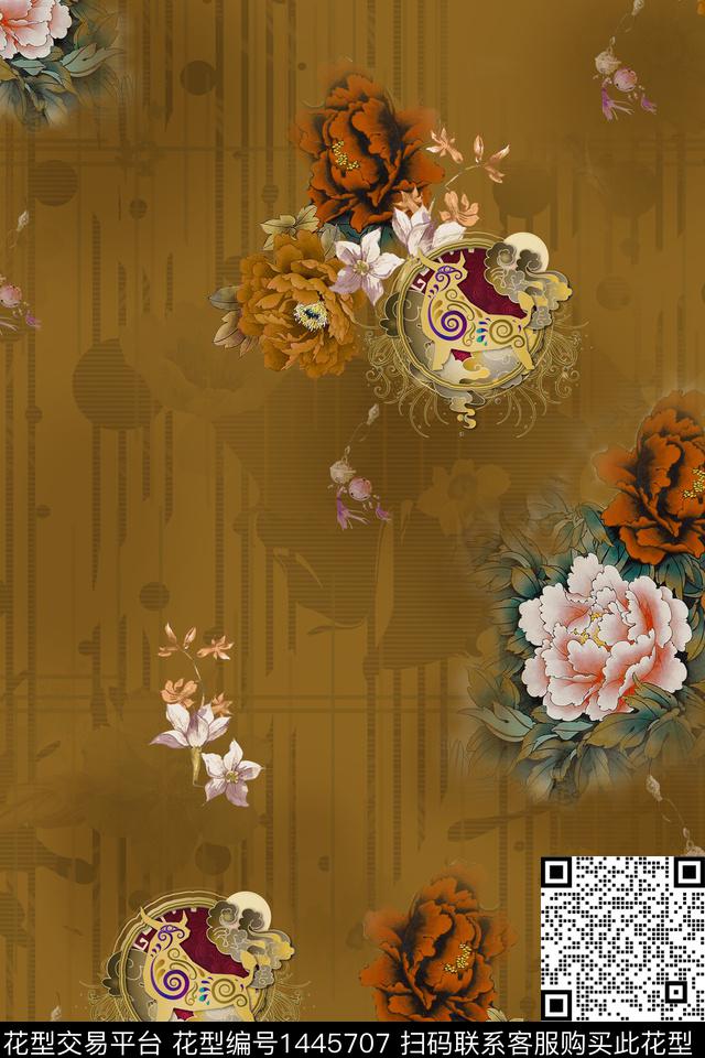 香云纱旗袍中国风数码印花华亿平台下载（图片编号: 1445707） - 瓦栏（Walan）