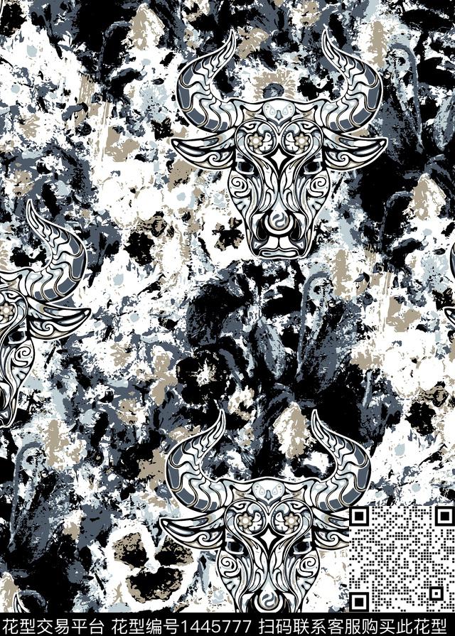 纹理牛大牌风传统印花华亿平台下载（图片编号: 1445777） - 瓦栏（Walan）