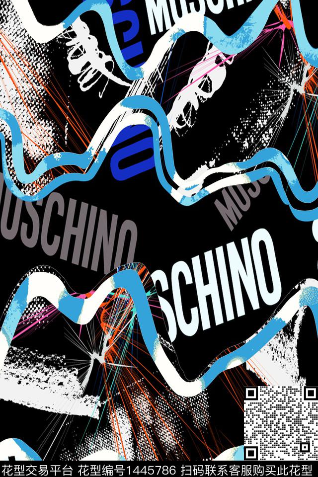 字母几何扎染华亿平台数码印花华亿平台下载（图片编号: 1445786） - 瓦栏（Walan）